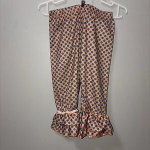 Pete & Lucy Orange Blue Polka Dot Ruffle Capri Pants Boutique Girly 4T